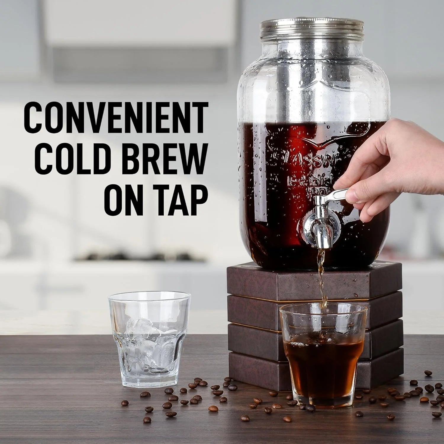 Premium 1 Gallon Cold Brew Coffee Maker with Stainless Steel Filter and Spigot - Ideal for Iced Coffee, Cold Brew, and Tea - Nourishment Tapestry
