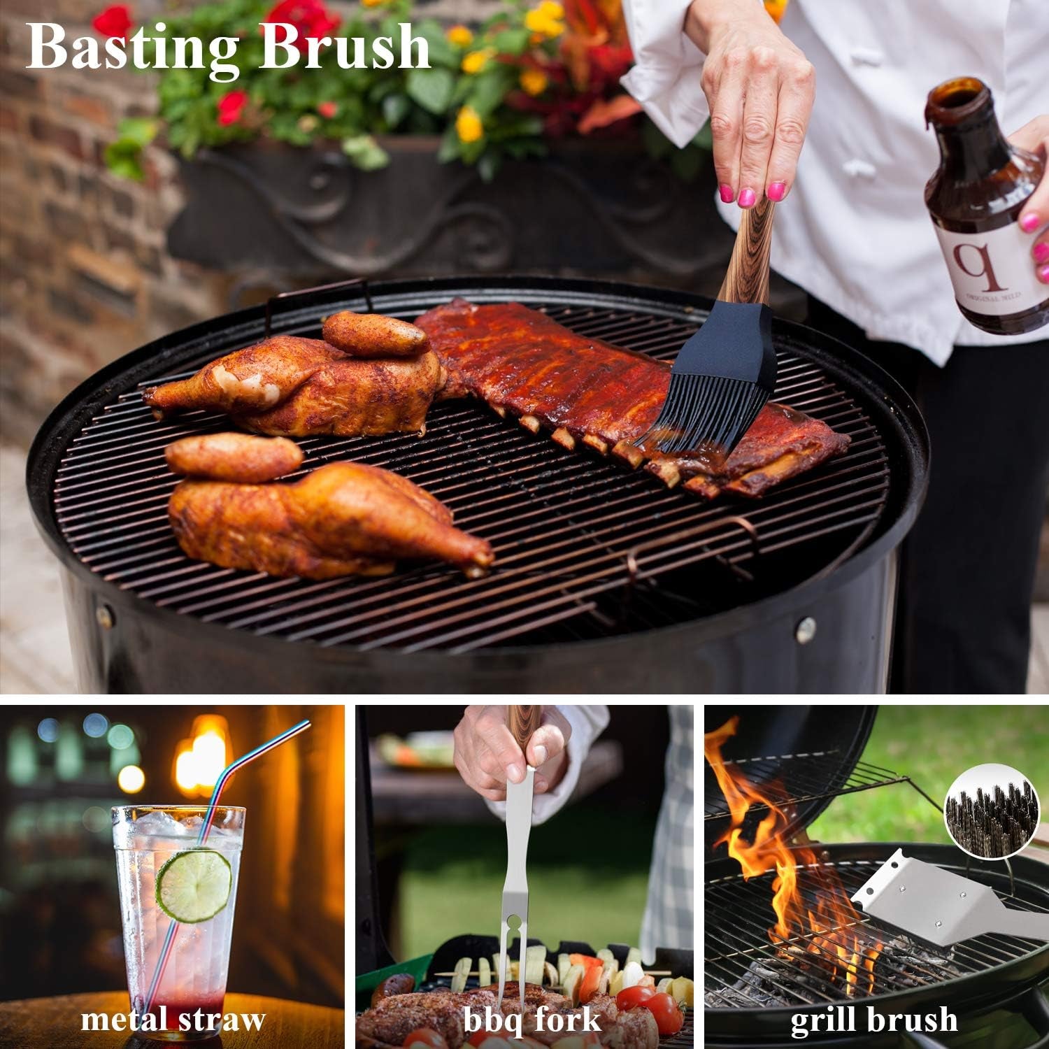 Premium 26 - Piece BBQ Grill Tool Set with Meat Thermometer and Aluminum Case - Nourishment Tapestry