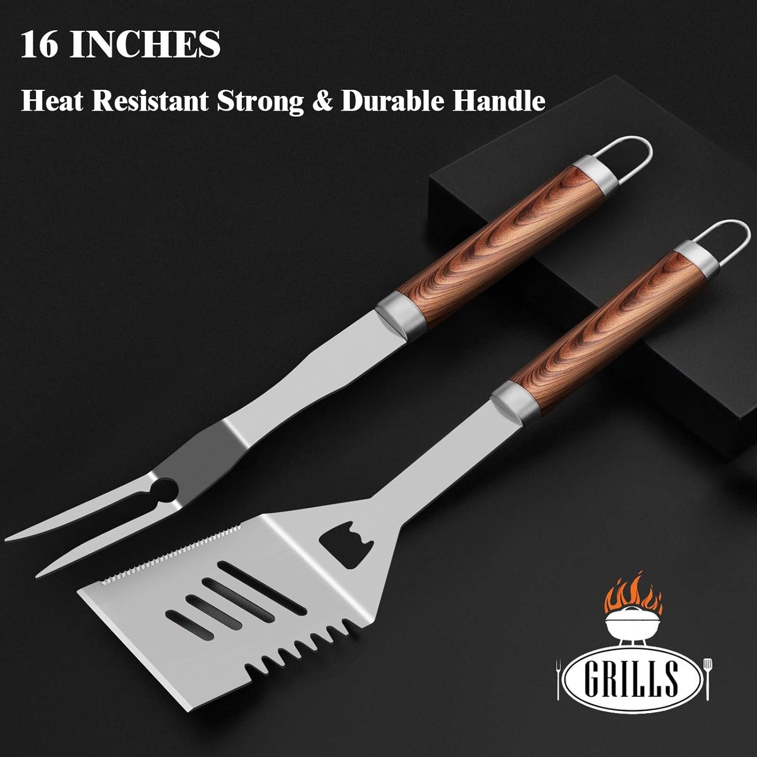 Premium 26 - Piece BBQ Grill Tool Set with Meat Thermometer and Aluminum Case - Nourishment Tapestry