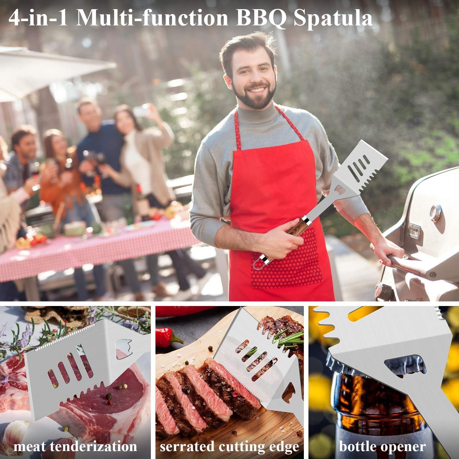 Premium 26 - Piece BBQ Grill Tool Set with Meat Thermometer and Aluminum Case - Nourishment Tapestry