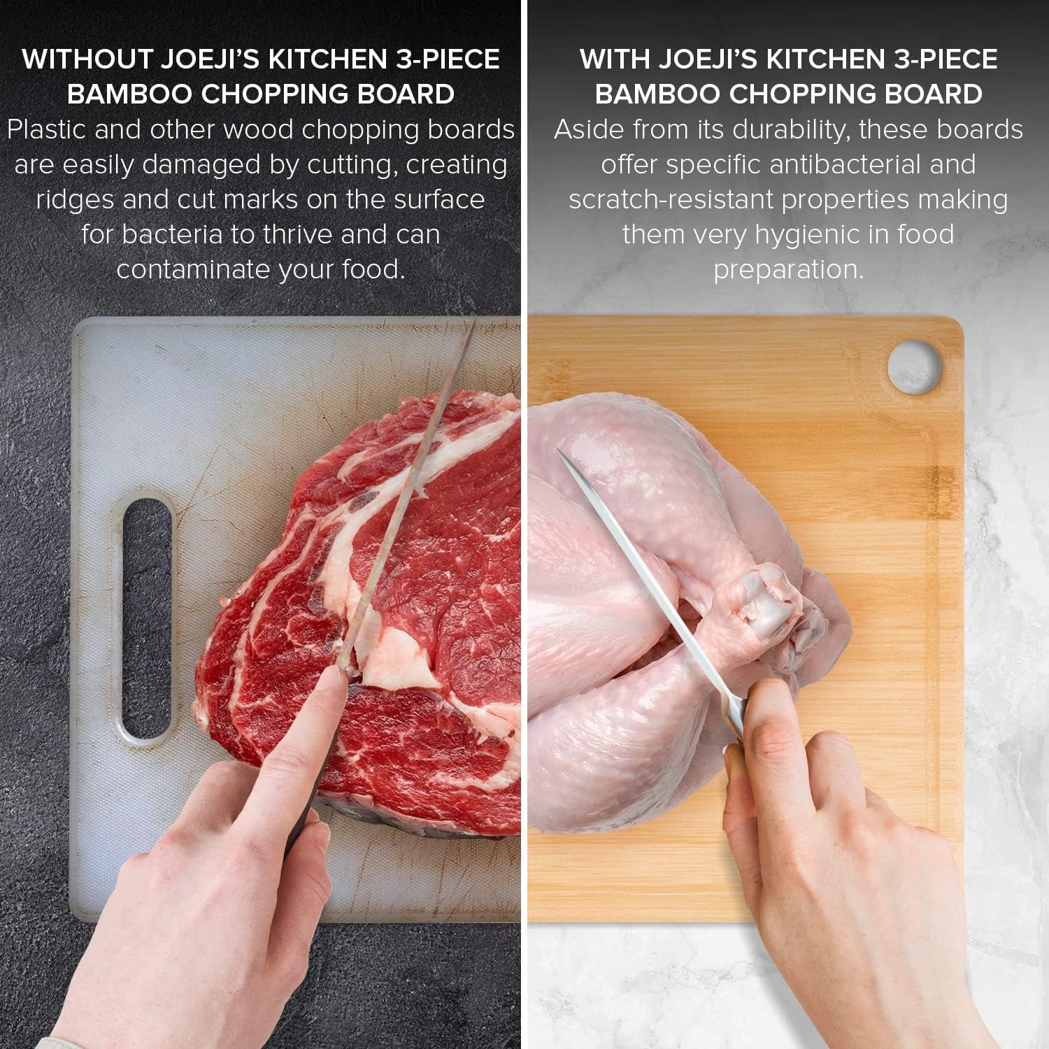 Premium 3 - Piece Bamboo Cutting Board Set: Eco - Friendly & Durable Kitchen Must - Have - Nourishment Tapestry