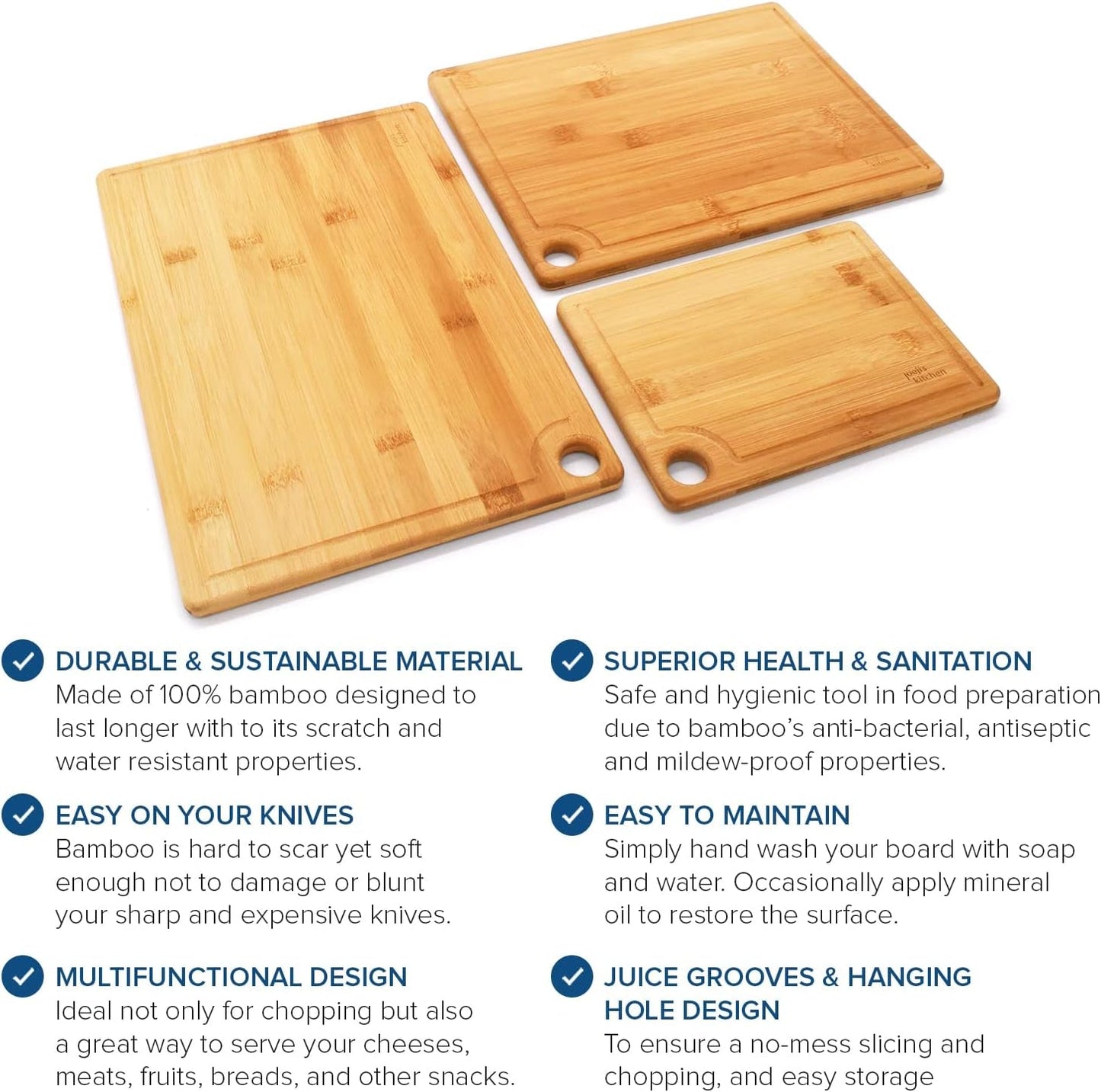 Premium 3 - Piece Bamboo Cutting Board Set: Eco - Friendly & Durable Kitchen Must - Have - Nourishment Tapestry