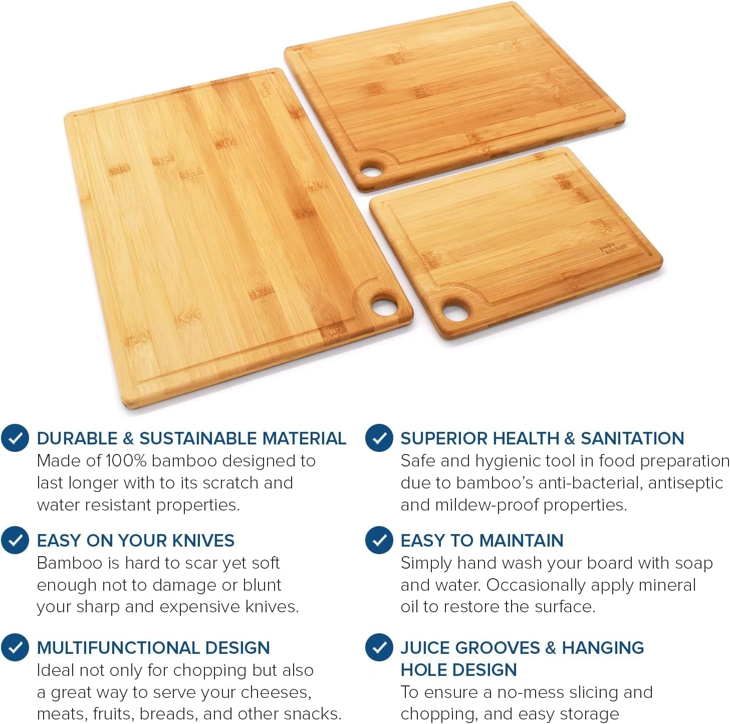 Premium 3 - Piece Bamboo Cutting Board Set: Eco - Friendly & Durable Kitchen Must - Have - Nourishment Tapestry