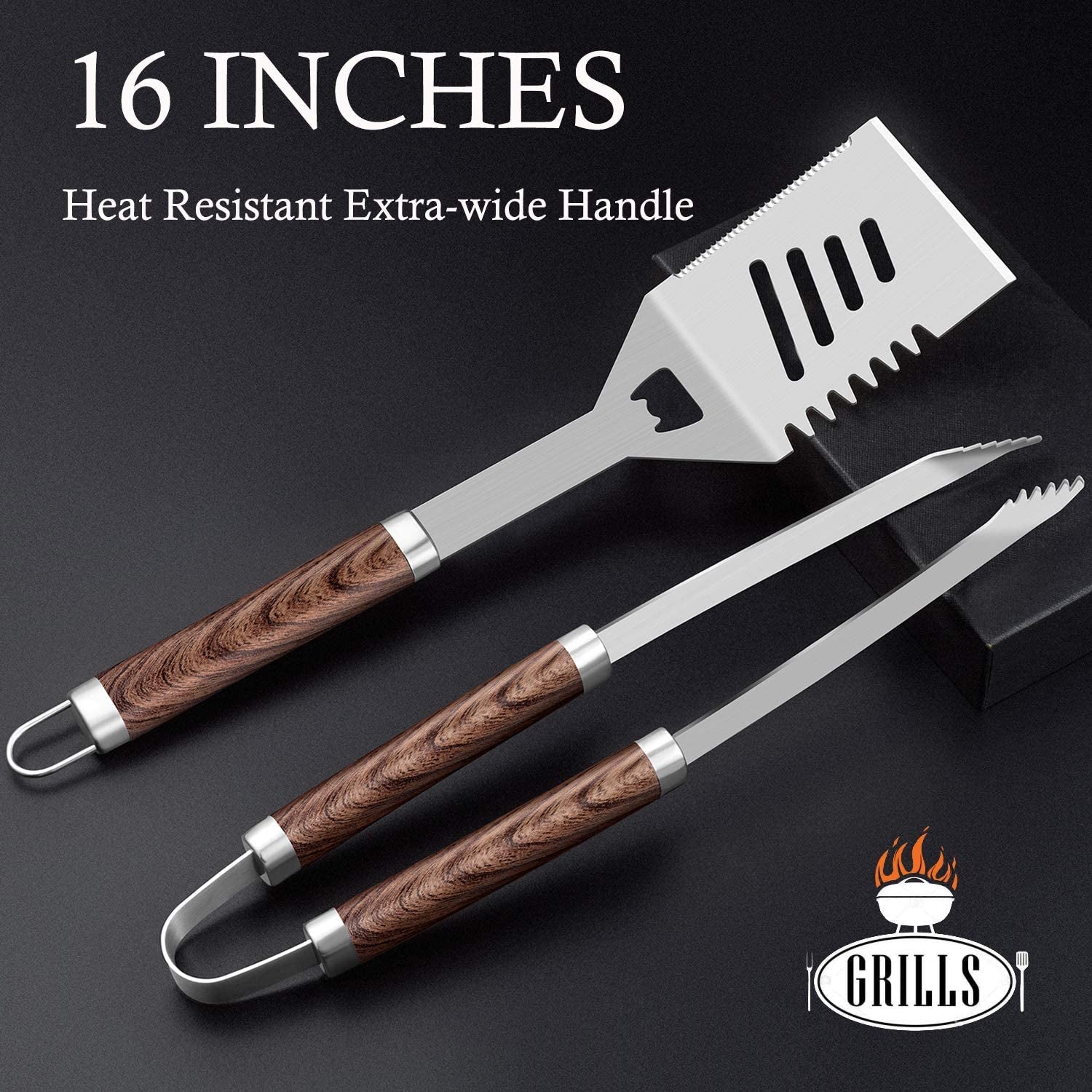 Premium 30 - Piece BBQ Grill Tool Set with Thermometer & Travel Case - Ideal Gift for Men & Dads - Nourishment Tapestry