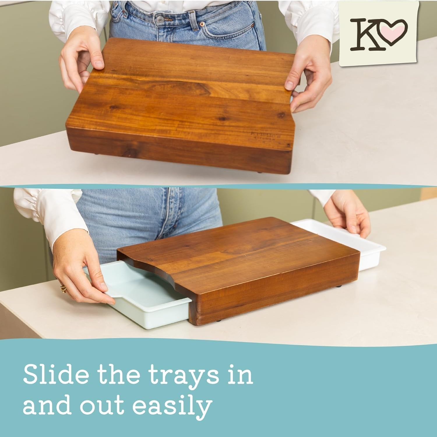 Premium Acacia Wood Cutting Board with Slide - Out Trays: Ultimate Meal Prep Station - Nourishment Tapestry