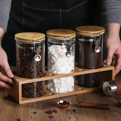 Premium Airtight Glass Coffee Canister with Bamboo Lid: Keep Beans Fresh in Style - Nourishment Tapestry