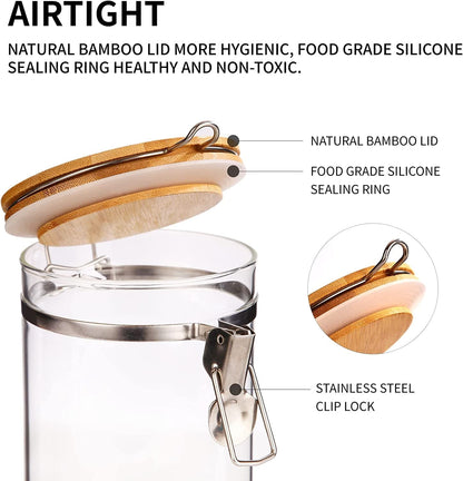 Premium Airtight Glass Coffee Canister with Bamboo Lid: Keep Beans Fresh in Style - Nourishment Tapestry