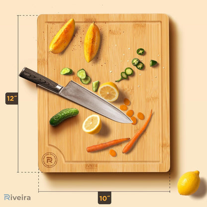 Premium Bamboo Cutting Board: 12x10 Kitchen Essential with Juice Grooves - Nourishing Tapestry