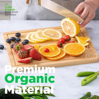 Premium Bamboo Cutting Board: 12x10 Kitchen Essential with Juice Grooves - Nourishing Tapestry