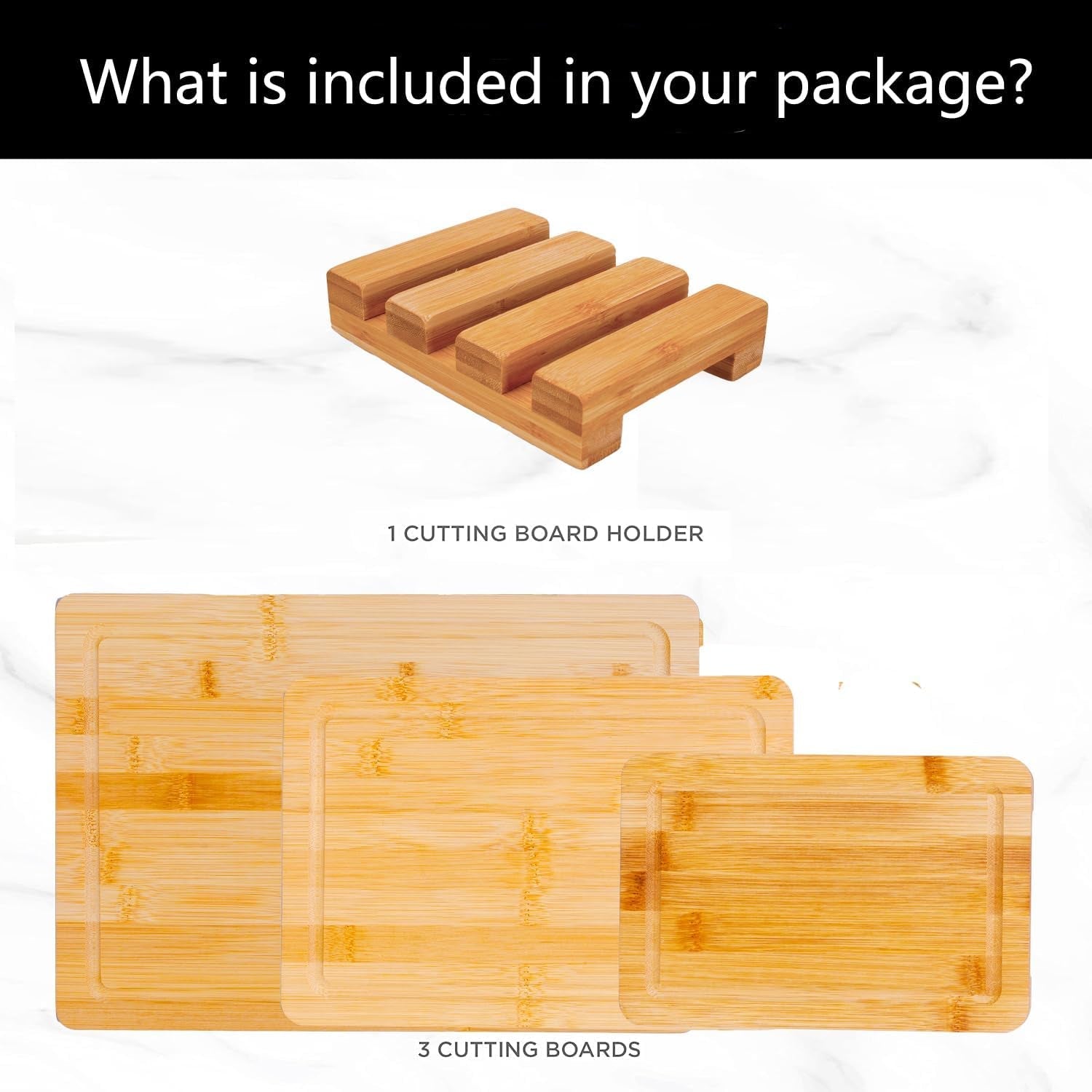 Premium Bamboo Cutting Board Set: 3 Dishwasher - Safe Boards with Holder for Kitchen & Butcher Block - Nourishing Tapestry