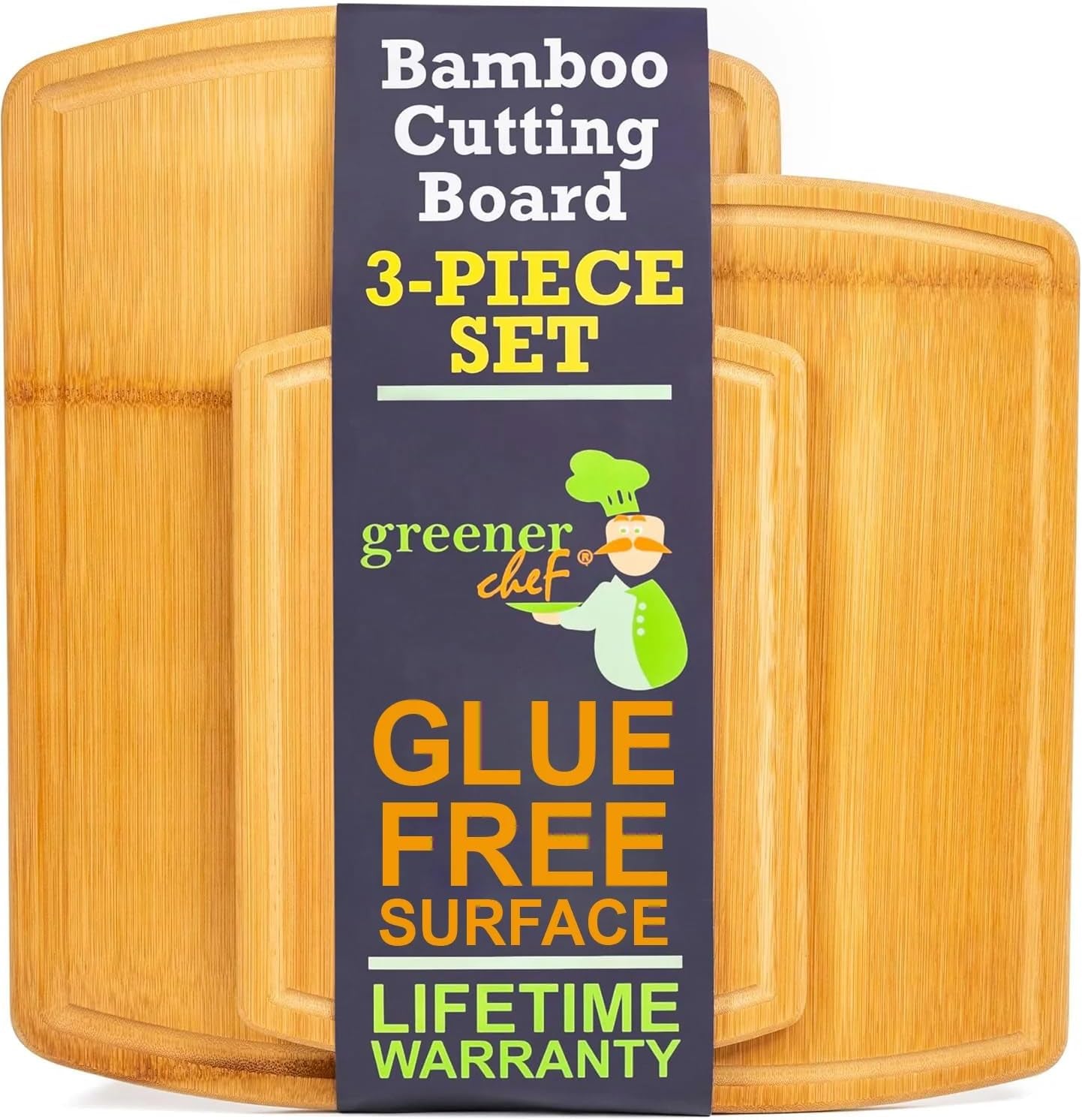 Premium Bamboo Cutting Board Set: 3 Single - Piece Boards, 62% More Space, Lifetime Replacements - Nourishing Tapestry