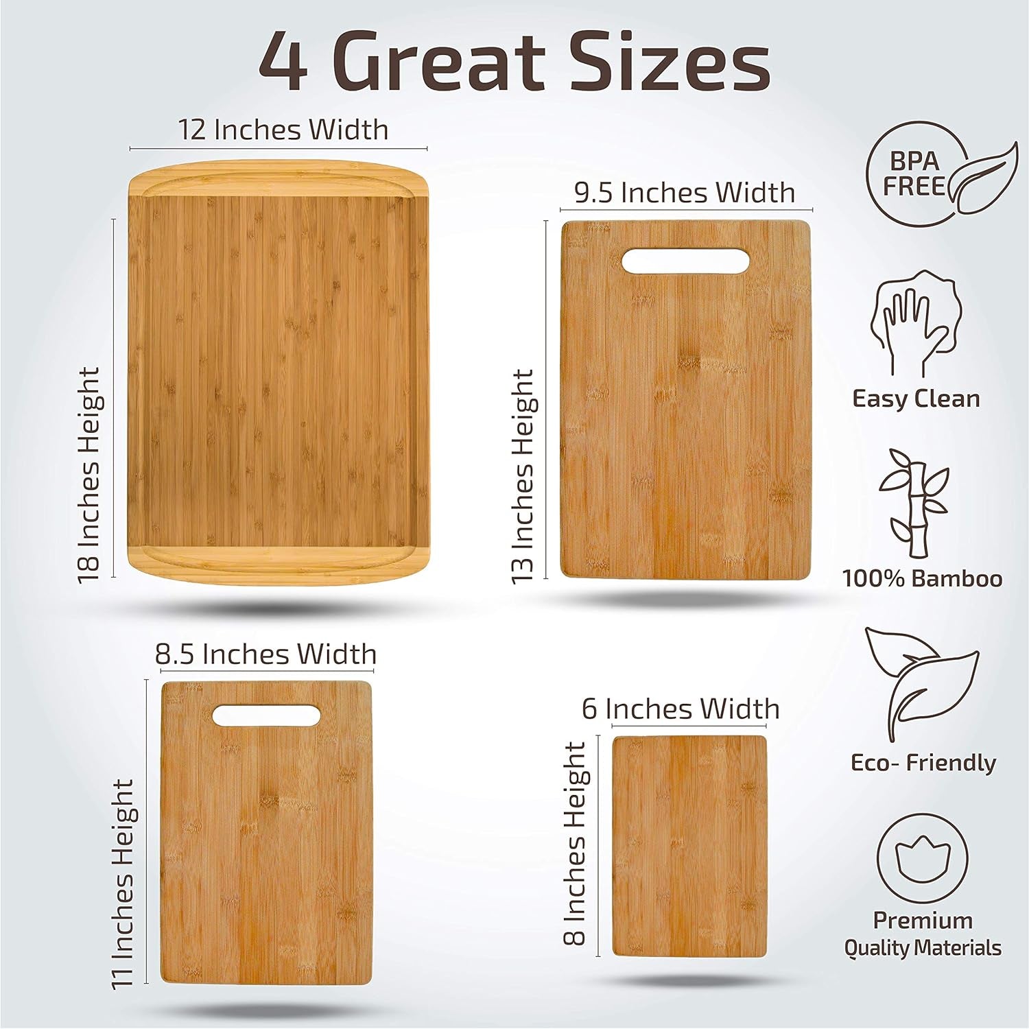 Premium Bamboo Cutting Board Set: 4 - Piece, Juice Groove, Multi - Purpose Kitchen Prep - Nourishment Tapestry