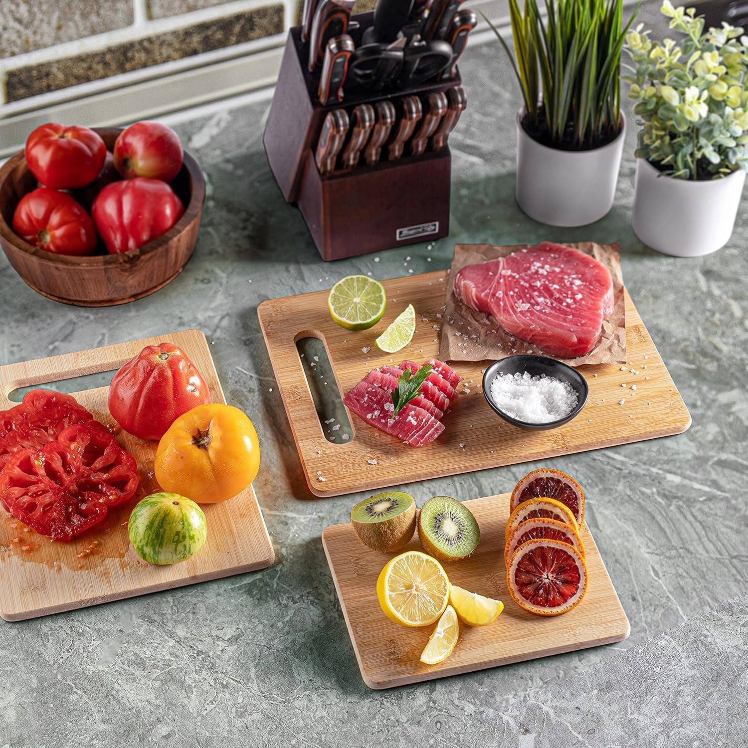 Premium Bamboo Cutting Board Set: 4 - Piece, Juice Groove, Multi - Purpose Kitchen Prep - Nourishment Tapestry