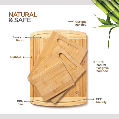 Premium Bamboo Cutting Board Set: 4 - Piece, Juice Groove, Multi - Purpose Kitchen Prep - Nourishment Tapestry