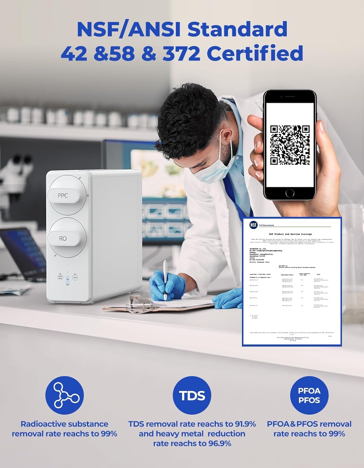 Reverse Osmosis Water Filter System with Smart Faucet - NSF Certified TDS Reduction - 7 Stage Tankless - Under Sink - 400 GPD - RMS - WP - RO400 - Nourishment Tapestry