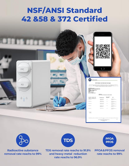 Reverse Osmosis Water Filter System with Smart Faucet - NSF Certified TDS Reduction - 7 Stage Tankless - Under Sink - 400 GPD - RMS - WP - RO400 - Nourishment Tapestry