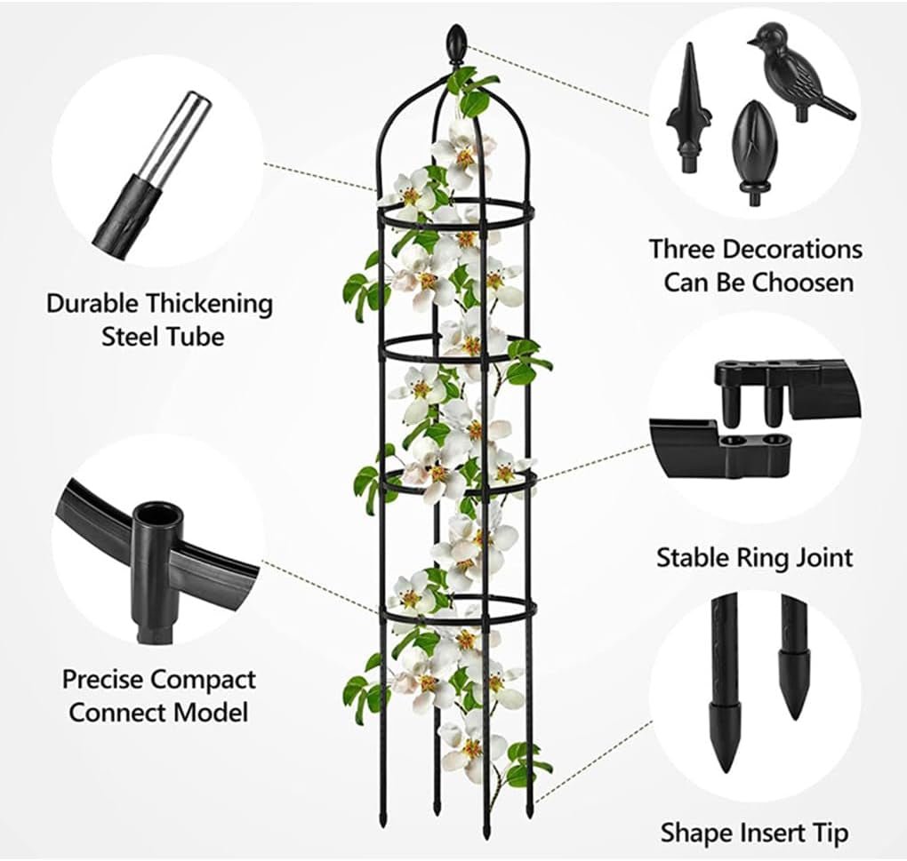 Rustproof 175CM Metal Garden Obelisk Trellis for Climbing Plants - Support for Roses, Clematis, Jasmine - Indoor/Outdoor Flower Stand - Nourishment Tapestry