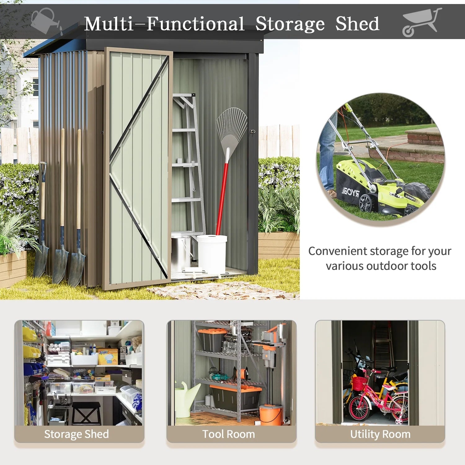 Secure 5x3 Ft Metal Garden Shed: Lockable Outdoor Storage for Patio & Backyard - High Security Solution - Nourishment Tapestry