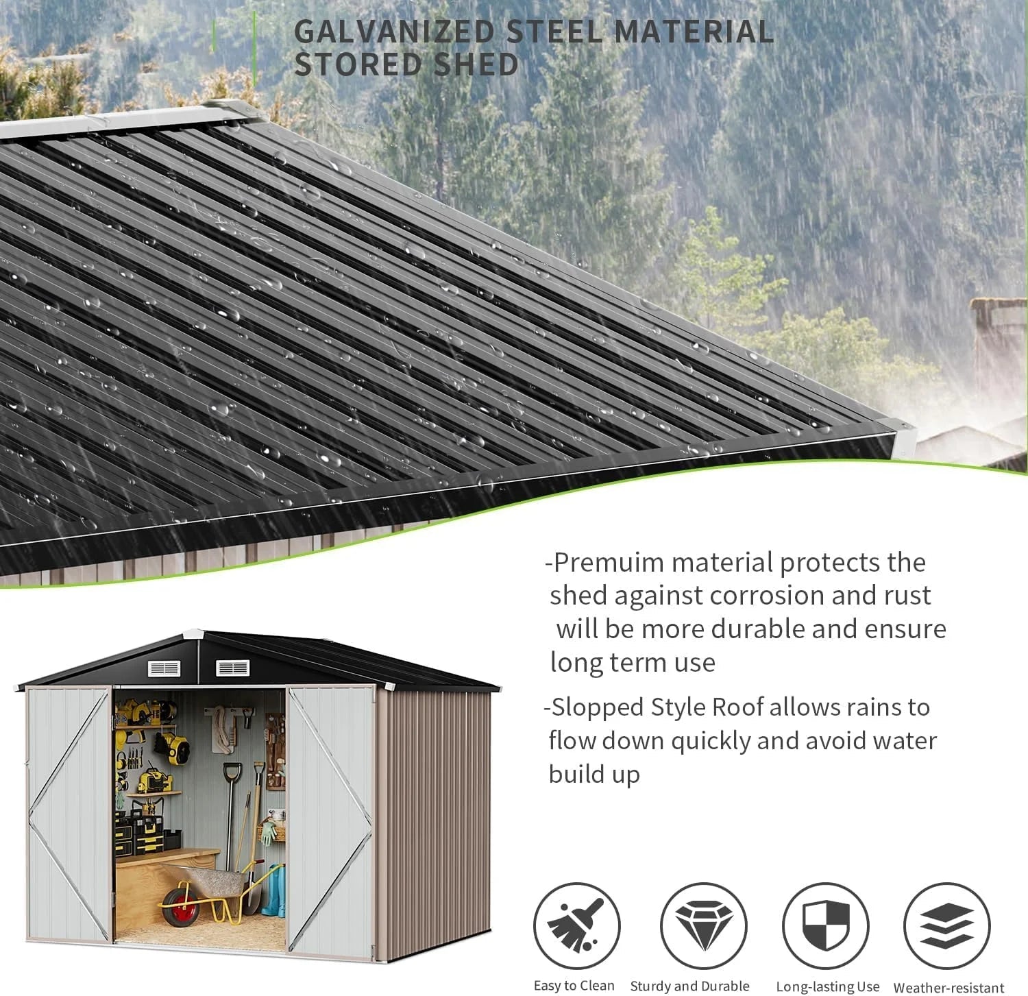 Secure Sumthink Metal Shed 6.4'x4': Lockable Outdoor Storage for Garden & Backyard Tools - Nourishment Tapestry
