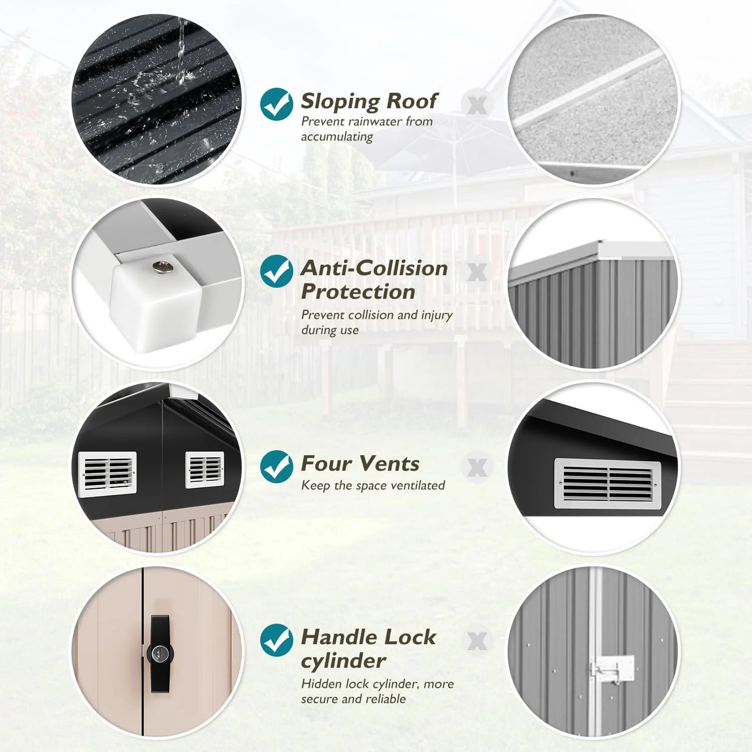 Secure Sumthink Metal Shed 6.4'x4': Lockable Outdoor Storage for Garden & Backyard Tools - Nourishment Tapestry