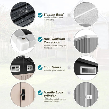 Secure Sumthink Metal Shed 6.4'x4': Lockable Outdoor Storage for Garden & Backyard Tools - Nourishment Tapestry