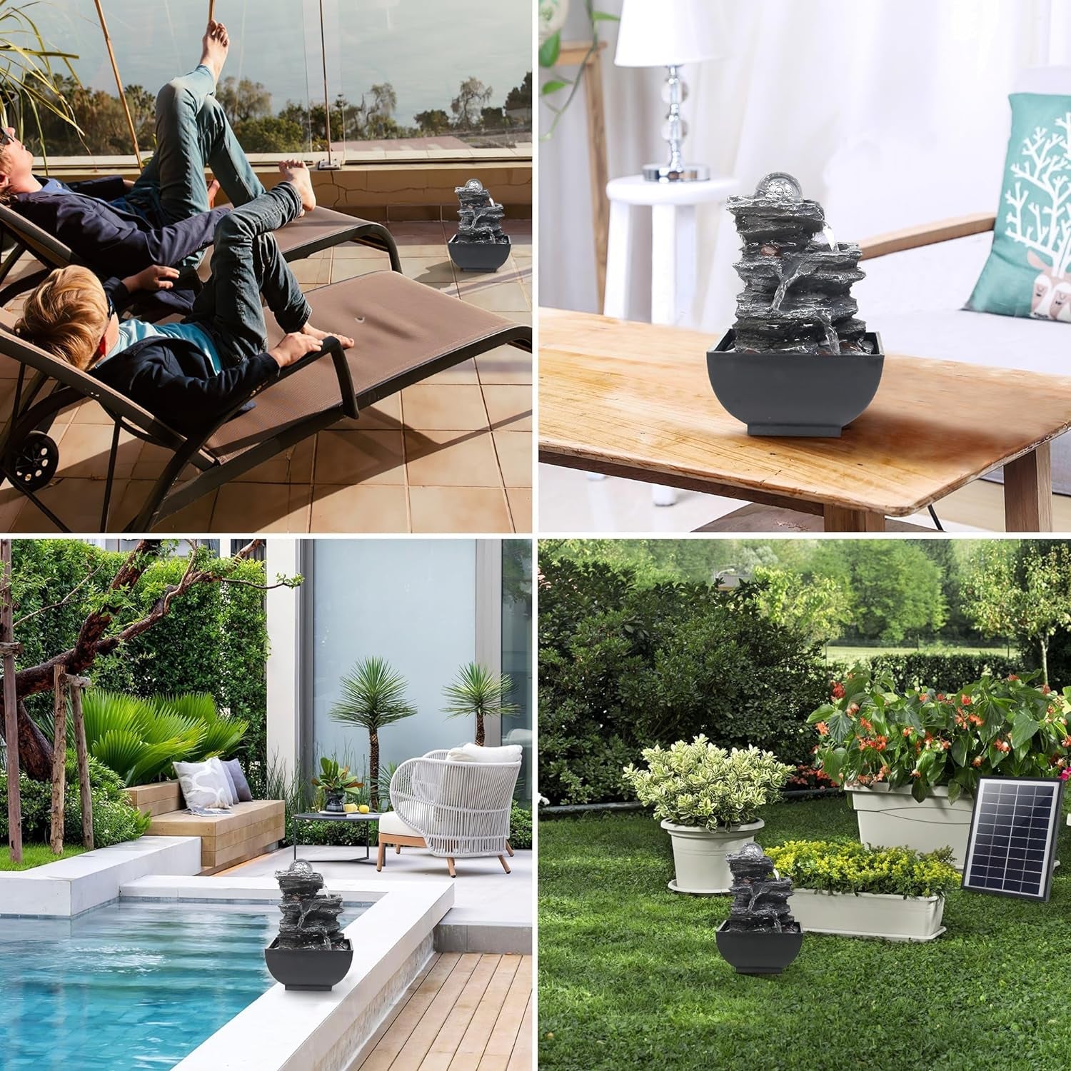 Serene 3 - Tier Solar Rock Fountain: Create a Garden Oasis - Nourishment Tapestry