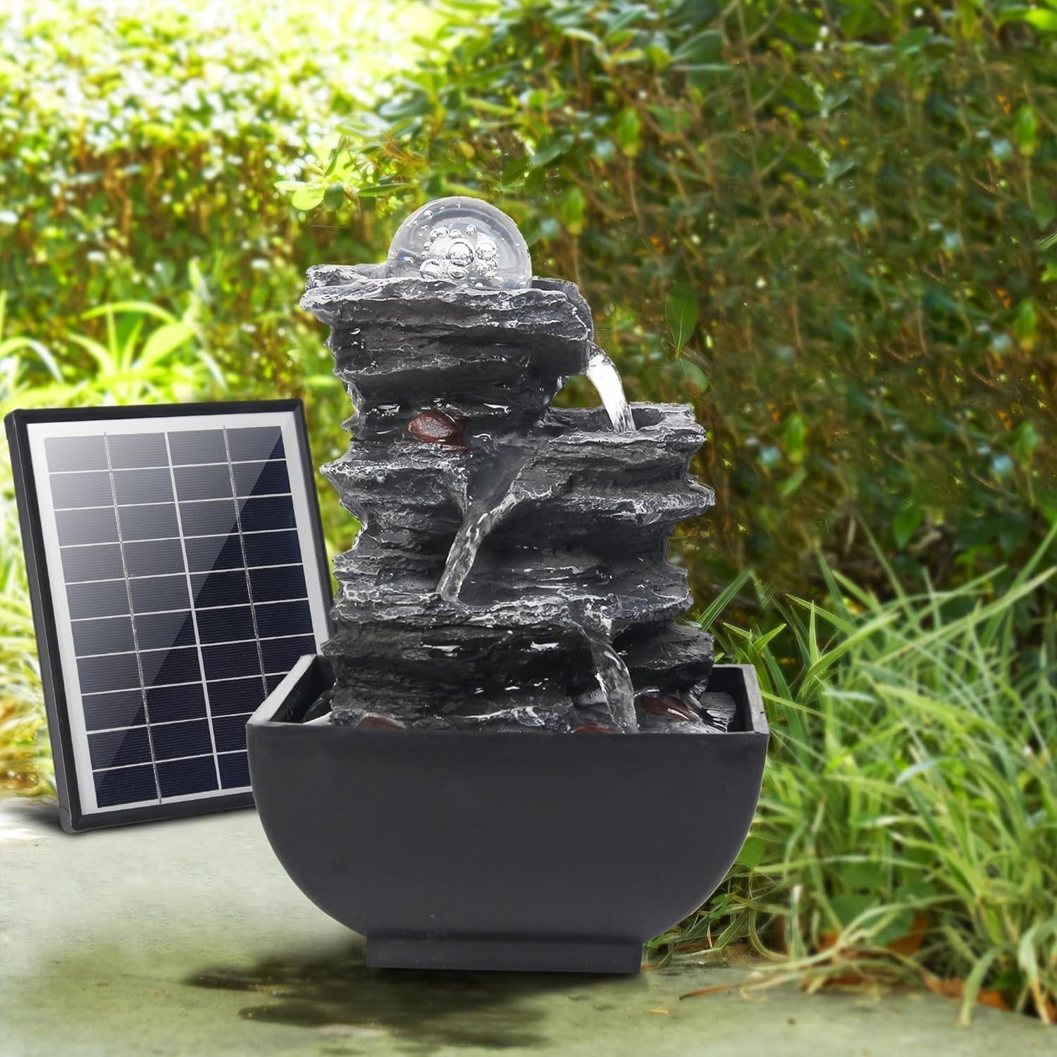 Serene 3 - Tier Solar Rock Fountain: Create a Garden Oasis - Nourishment Tapestry
