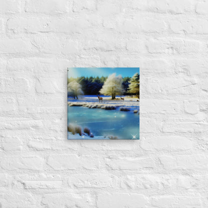 Serene Deer Lake Canvas: Tranquil Nature Wall Art for Calming Home Decor - Shop Now - Nourishment Tapestry