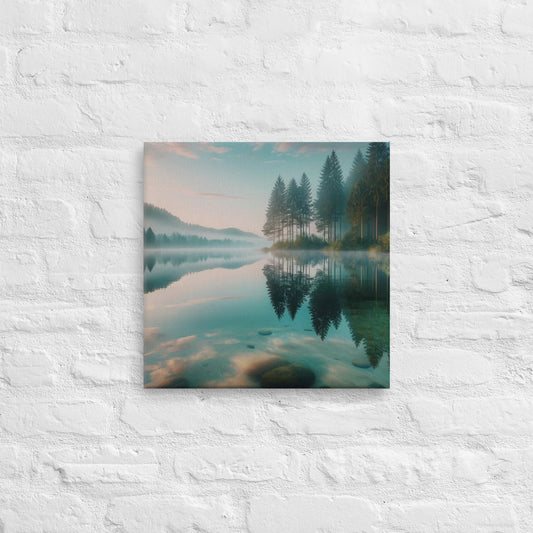Serene Lake Canvas: Tranquil Landscape Wall Art for Stress - Free Home Decor - Shop Now! - Nourishment Tapestry
