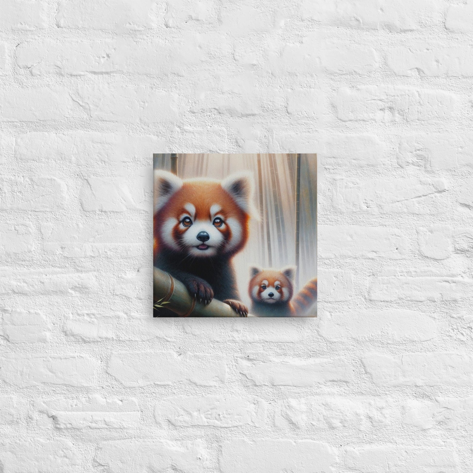 Serene Red Panda Canvas: Bamboo Forest Wall Art for Nature Lovers - Nourishment Tapestry