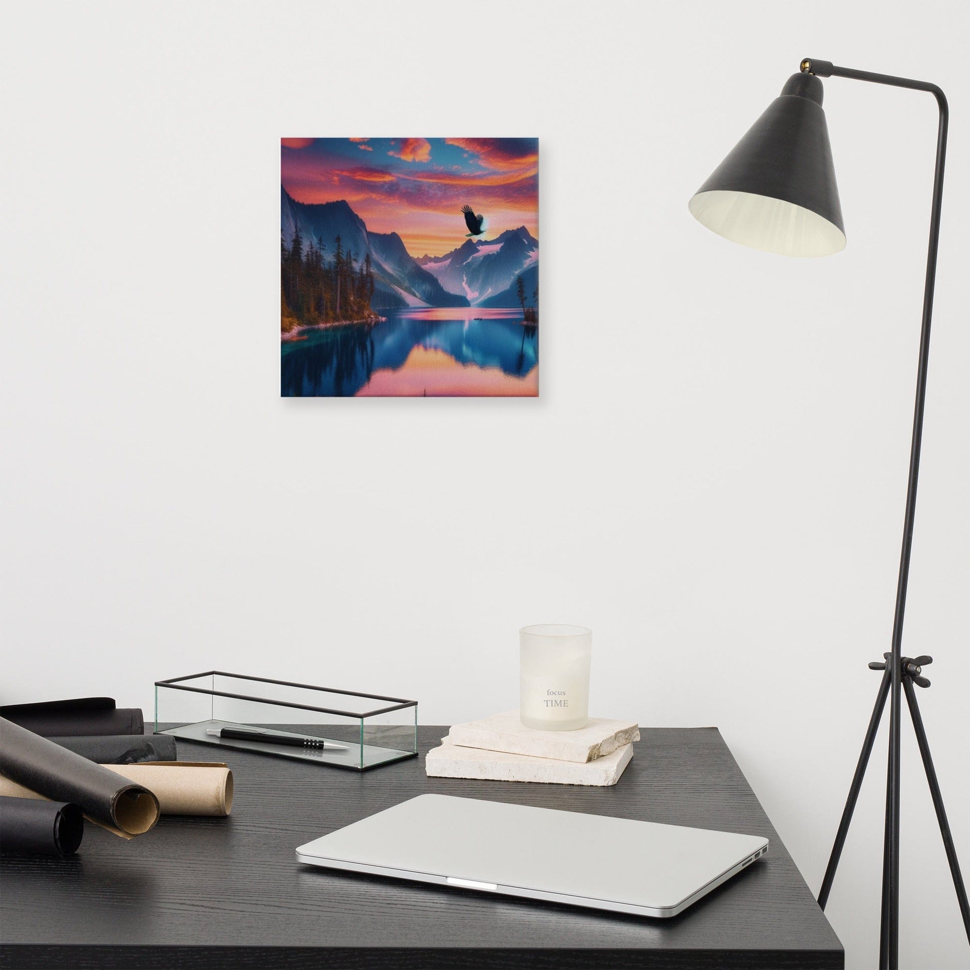 Serene Sunset Lake Canvas: Tranquil Nature Wall Art for Home Decor - Nourishment Tapestry