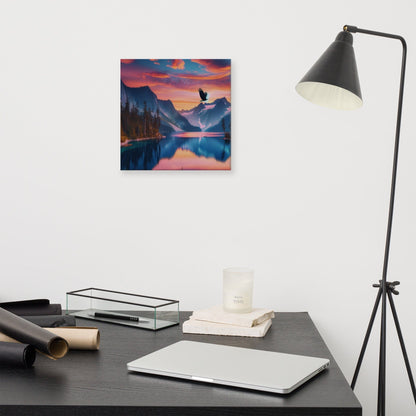 Serene Sunset Lake Canvas: Tranquil Nature Wall Art for Home Decor - Nourishment Tapestry