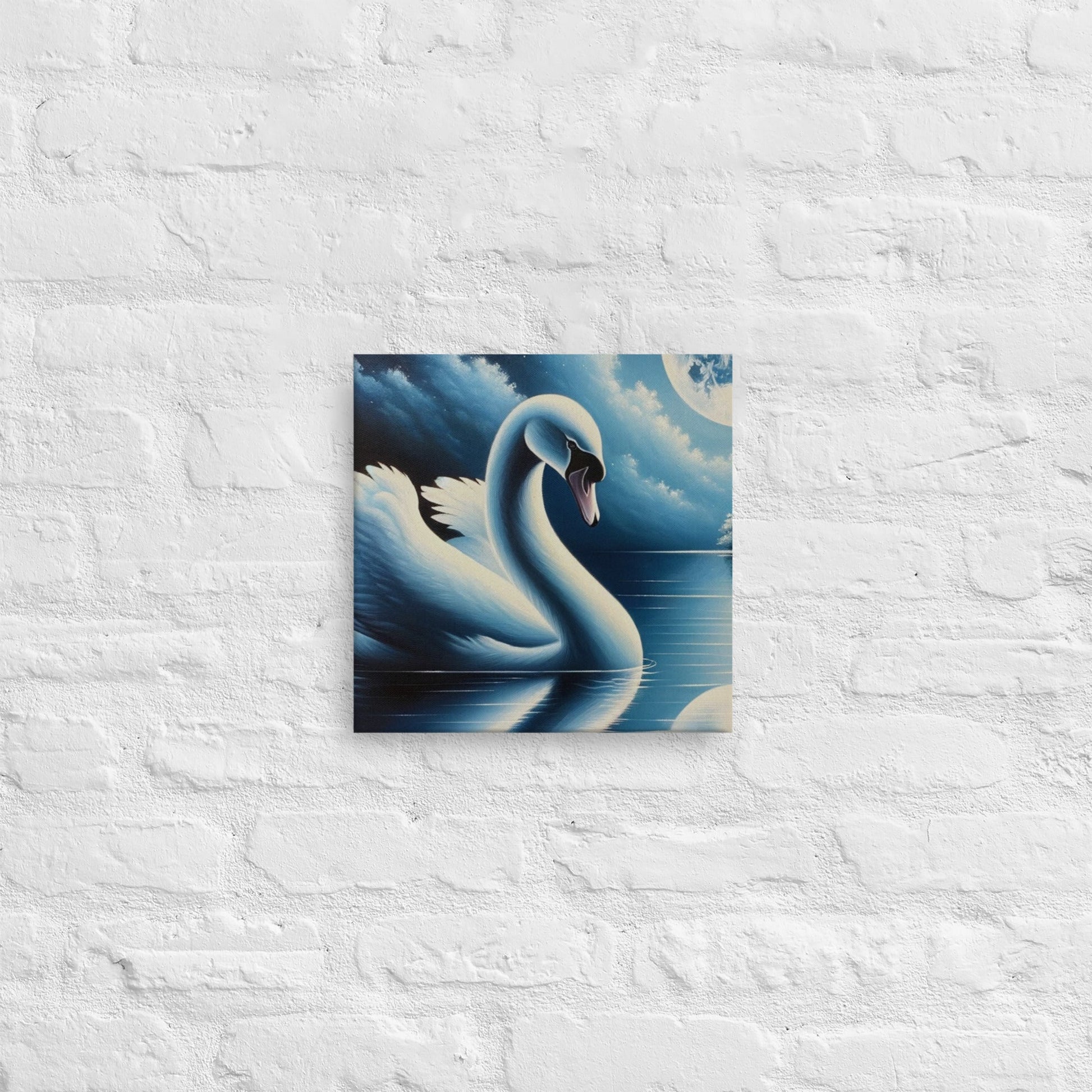 Serene Swan Lake Canvas: Elegant Nature Wall Art for Home Decor - Nourishment Tapestry