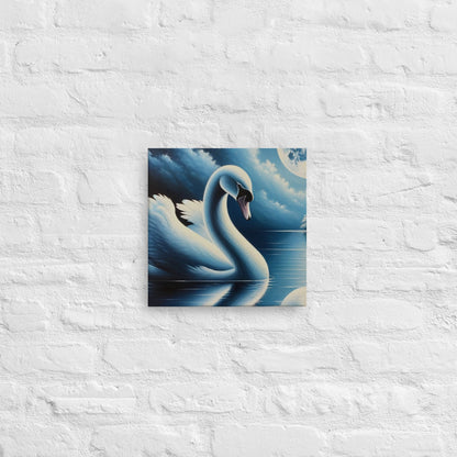 Serene Swan Lake Canvas: Elegant Nature Wall Art for Home Decor - Nourishment Tapestry