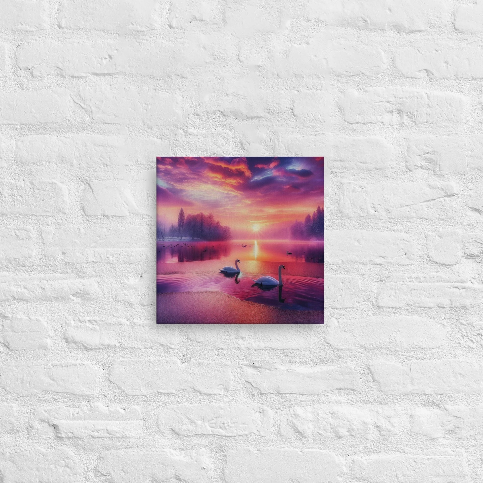 Serene Swan Lake Canvas: Tranquil Large Nature Wall Art for Peaceful Home Decor - Nourishment Tapestry