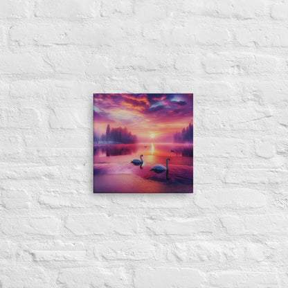 Serene Swan Lake Canvas: Tranquil Large Nature Wall Art for Peaceful Home Decor - Nourishment Tapestry