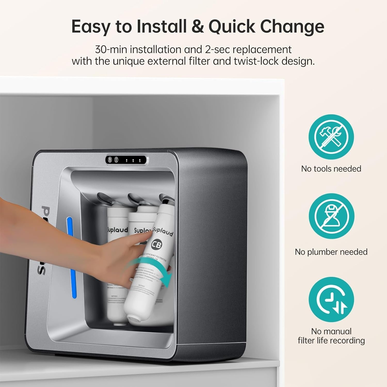 Smart LED Faucet 7 - Stage RO Water Filtration System: 600GPD Under Sink Filter with 2:1 Pure to Drain Ratio - Nourishment Tapestry