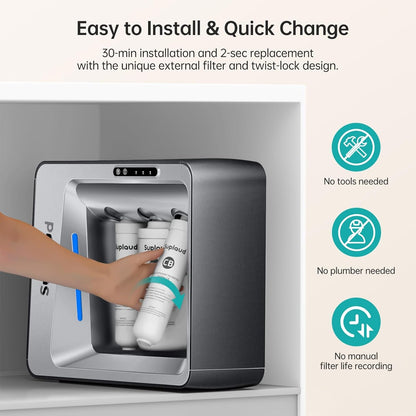 Smart LED Faucet 7 - Stage RO Water Filtration System: 600GPD Under Sink Filter with 2:1 Pure to Drain Ratio - Nourishment Tapestry
