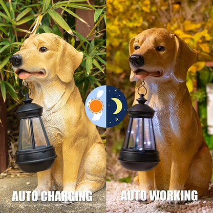 Solar - Powered Garden Dog Statue with LED Lights: Weather - Resistant Patio Decor - Nourishment Tapestry