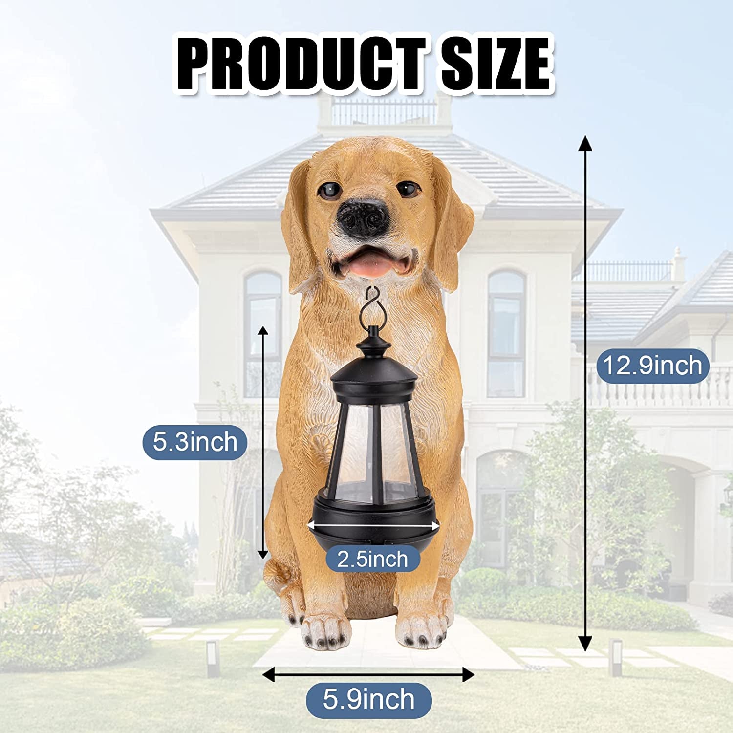 Solar - Powered Garden Dog Statue with LED Lights: Weather - Resistant Patio Decor - Nourishment Tapestry