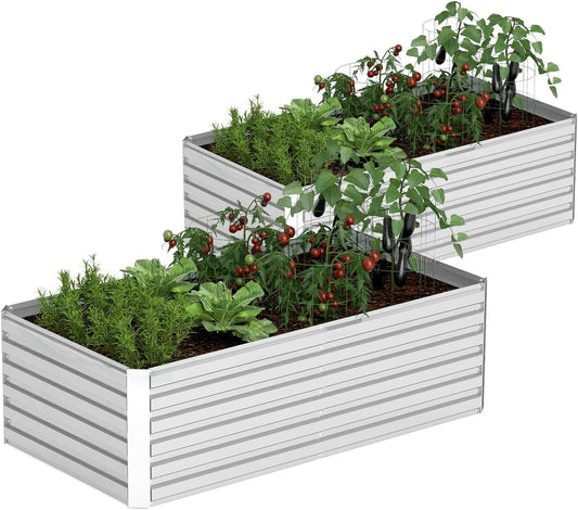 Spacious 8x4ft Metal Raised Garden Beds: Set of 2 Versatile Outdoor Planters for Vegetables, Herbs & Flowers - Nourishing Tapestry