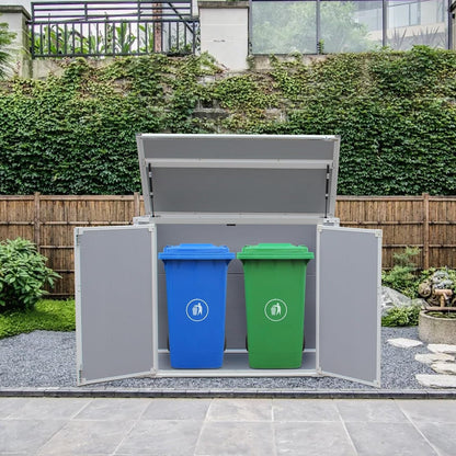 Spacious Grey Garden Shed: Outdoor Storage Solution for Lawn & Patio Tools - Nourishment Tapestry