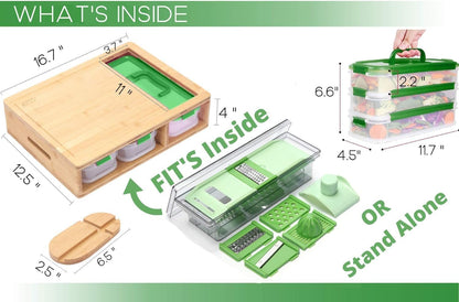 Ultimate 5 - in - 1 Bamboo Cutting Board Set: Kitchen Prep Station with Grater, Knife Sharpener & Storage - Nourishment Tapestry