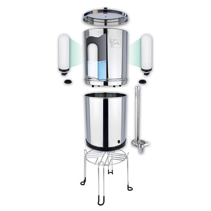 Ultimate Gravity Water Filter System | Removes Heavy Metals & Fluoride | 8.5L Capacity | Includes 2X Filter Candles, Stainless Steel Stand & Sight Glass Tap - Nourishment Tapestry