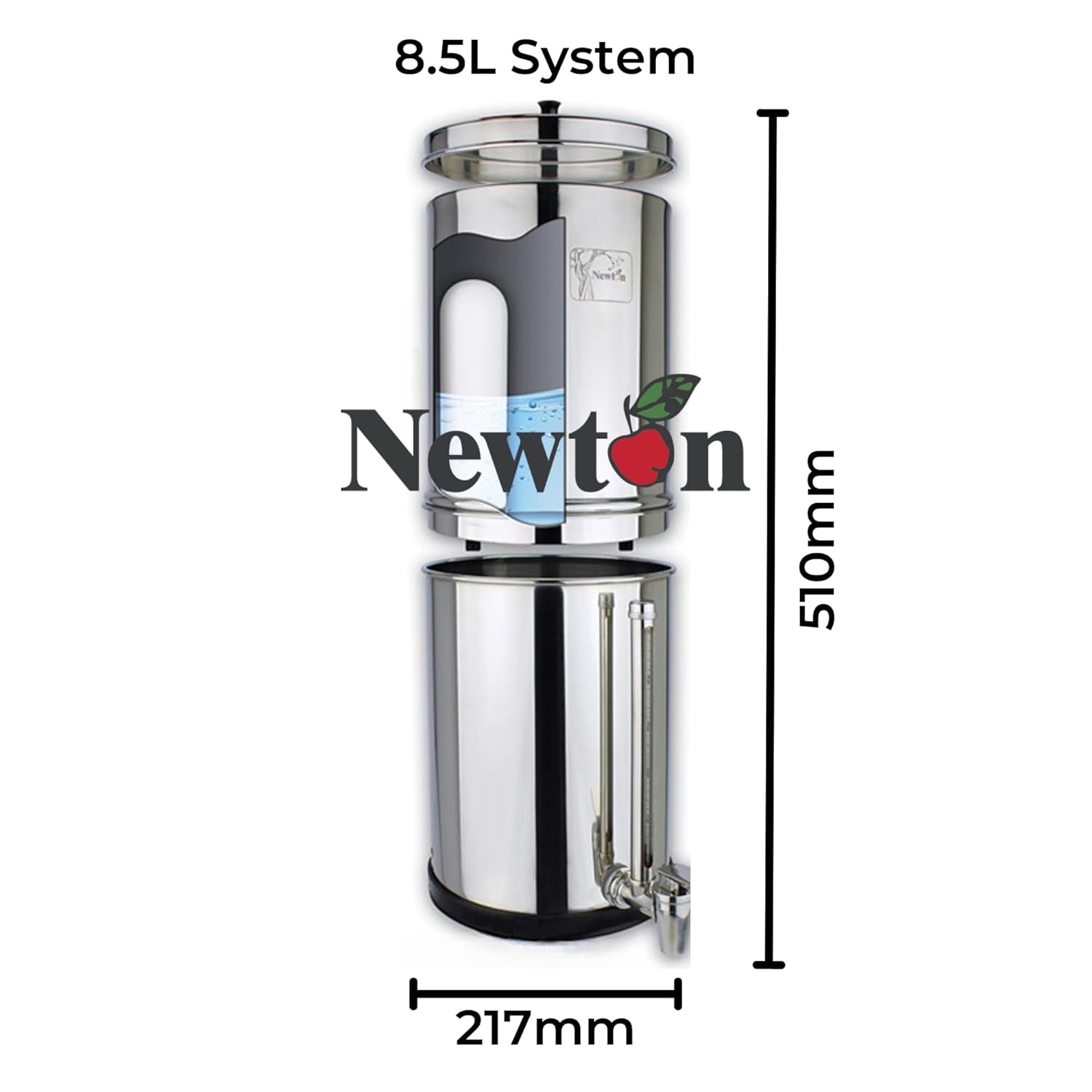 Ultimate Gravity Water Filter System | Removes Heavy Metals & Fluoride | 8.5L Capacity | Includes 2X Filter Candles, Stainless Steel Stand & Sight Glass Tap - Nourishment Tapestry