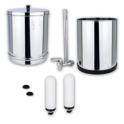 Ultimate Gravity Water Filter System | Removes Heavy Metals & Fluoride | 8.5L Capacity | Includes 2X Filter Candles, Stainless Steel Stand & Sight Glass Tap - Nourishment Tapestry