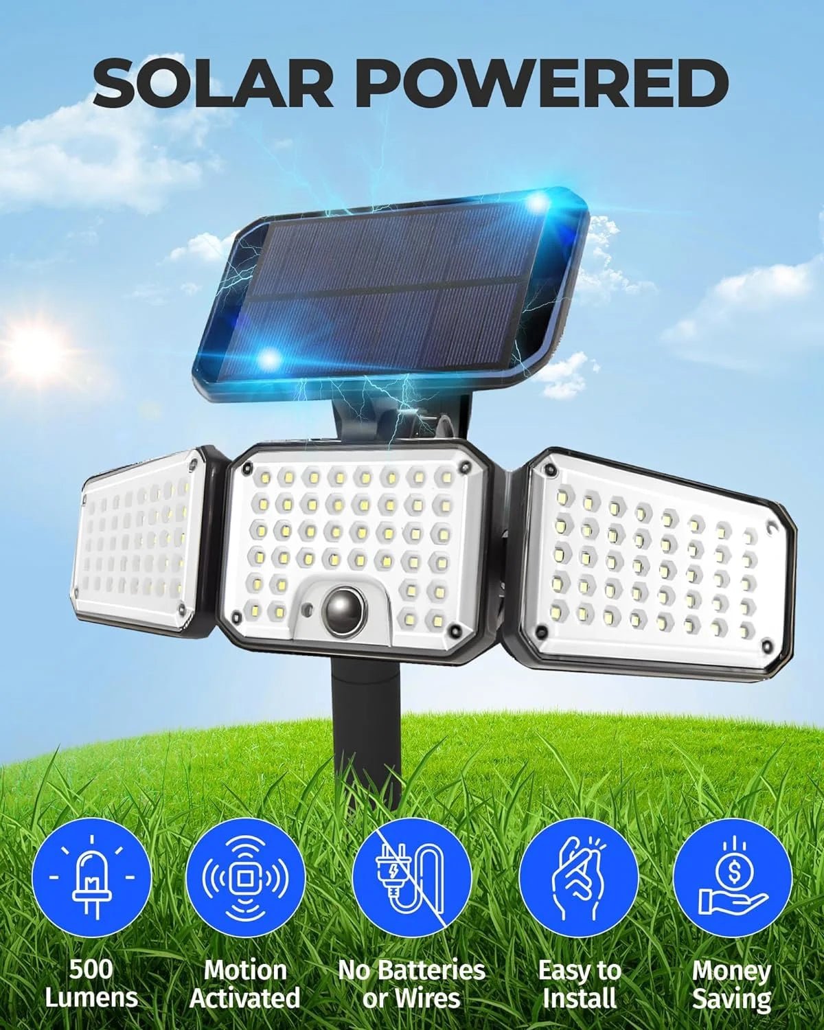 Ultra - Bright 1000 Lumen Solar LED Floodlight: Motion - Activated Outdoor Security, Waterproof & Easy Install - Buy Now! - Nourishment Tapestry