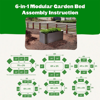 Versatile 29" Tall Galvanized Steel Raised Garden Bed: 6 - in - 1 Modular Planter for Vegetables, Herbs & Flowers - Slate Grey - Nourishing Tapestry