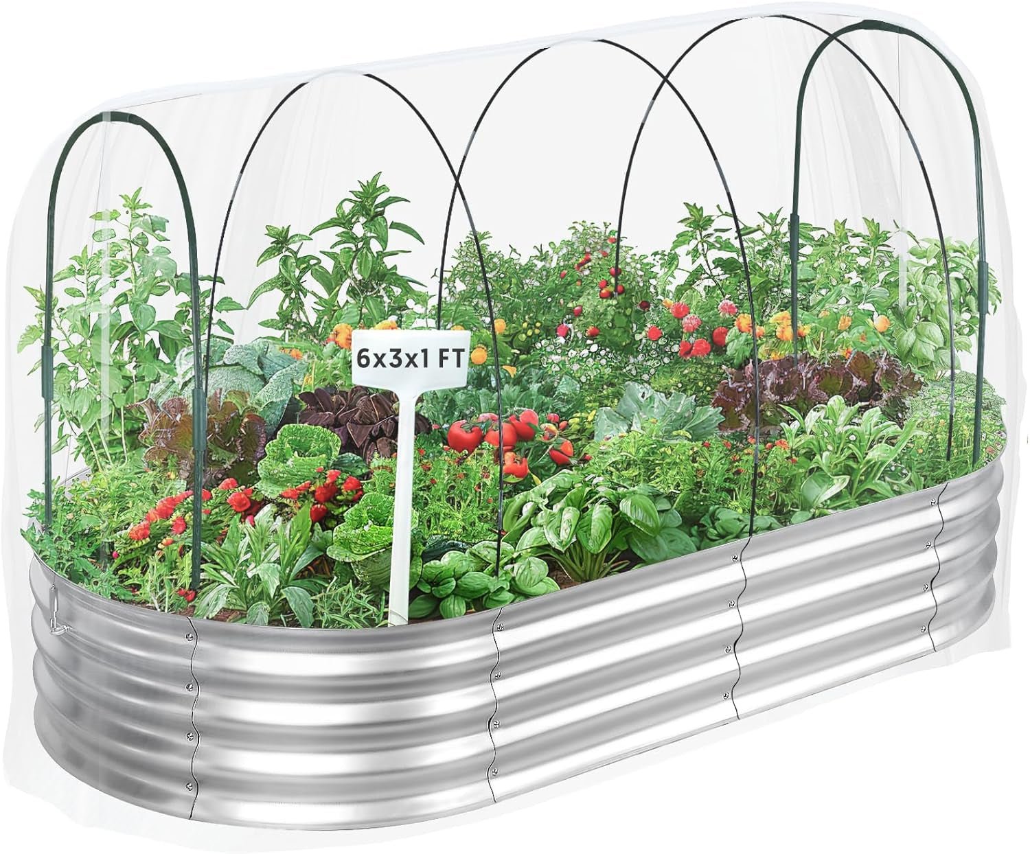 Versatile 6x3 Raised Garden Bed: Greenhouse Frame, 3 Covers, Galvanized Metal Planter for Vegetables & Flowers - Nourishing Tapestry