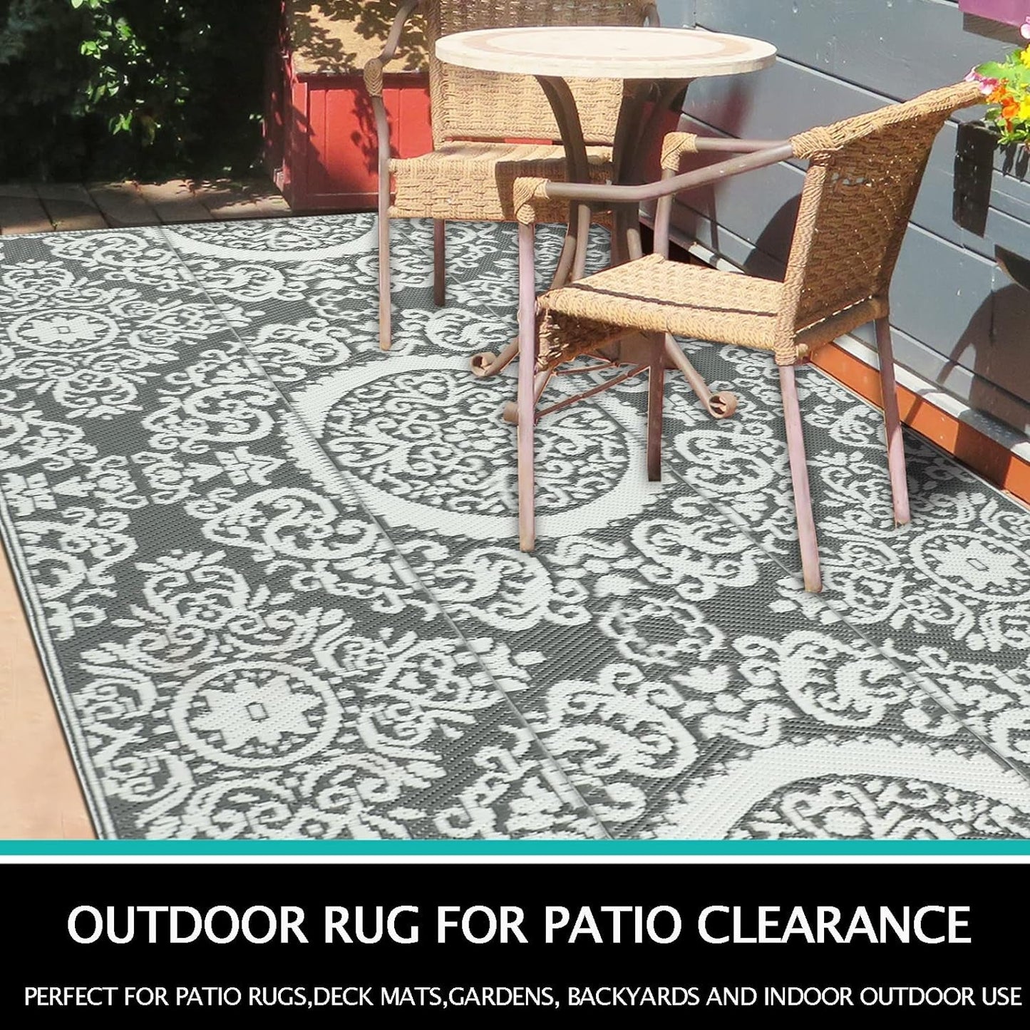 Waterproof Reversible Floral Outdoor Rug 120x180cm - Versatile Mat for Patio, RV, Camping & BBQ - Nourishment Tapestry